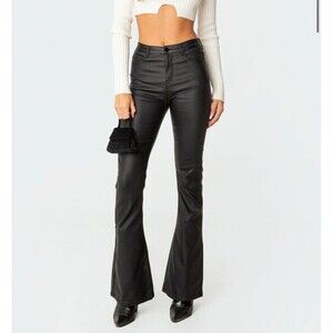Edikted leather flare bottom pants
